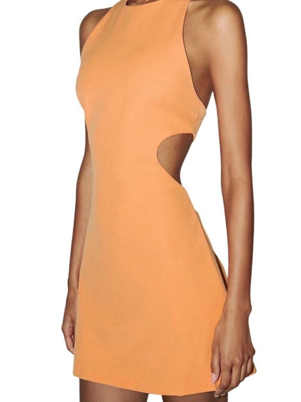 Zara Mini Dress XS Sleeveless Halter Neck Cutout Back Orange Night Out Chic NEW